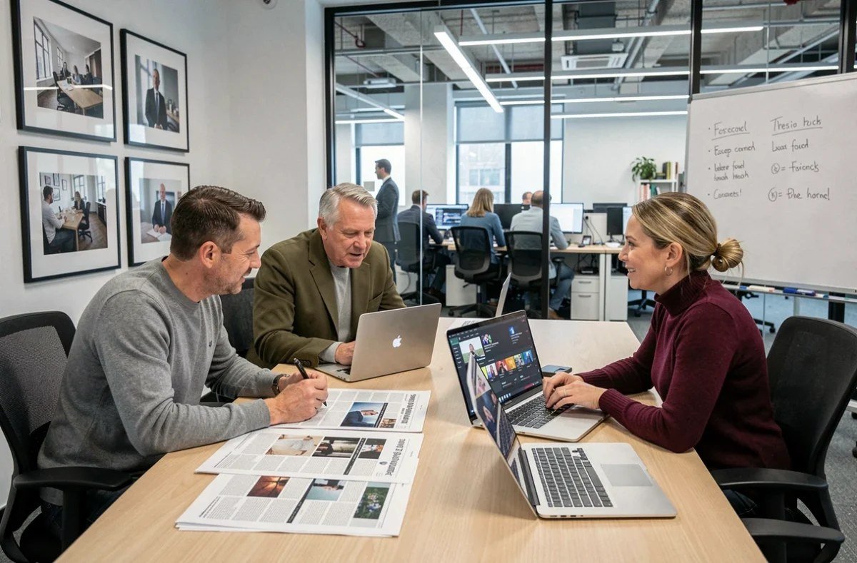 Editorial team reviewing submissions from blogs that accept guest posts contributors